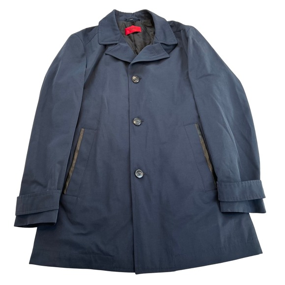 Hugo Boss Other - HUGO BOSS Men's Navy Blue Trench Coat Full Length Modern Classic Style Size 40R